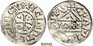 Денарий, Германия, Бавария, Heinrich II (1002-1024), м.д. Cham, монетарий HECIL, Hahn 1976, 80a1