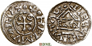Денарий, Германия, Бавария, Heinrich II (985–995), м.д. Regensburg, монетарий ELLN, Hahn 1976, 22c2.2