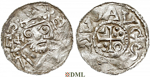 Денарий, Германия, Швабия, Heinrich II (1002-1024), м.д. Augsburg, Hahn 1976, 145.6