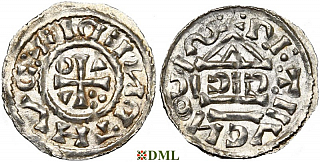 Денарий, Германия, Бавария, Heinrich II (1002-1024), м.д. Regensburg, монетарий ICIC, Hahn 1976, 27b2