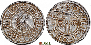 Денарий, Англия, Æthelred II (978-1016), м.д. Ipswich, монетарий Oswulf, North 766