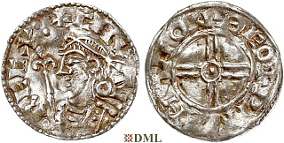 Денарий, Англия, Cnut  (1016-1035), м.д. Thetford, монетарий Wineman, North 790