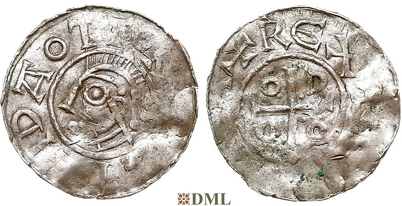 Денарий, Германия, Саксония, Otto III (983-1002), м.д. Goslar, Dbg. 1164