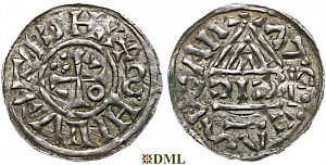 Денарий, Германия, Бавария, Heinrich II (1002-1024), м.д. Nabburg, монетарий ECIC, Hahn 1976, 74b2