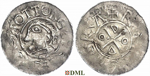 Денарий, Германия, Саксония, Otto III (983-1002), м.д. Goslar, type OAP, Dbg. 1164