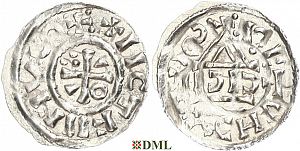 Денарий, Германия, Бавария, Heinrich II (1002-1024), м.д. Regensburg, монетарий ICIC, Hahn 1976, 27b2