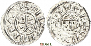 Денарий, Германия, Бавария, Heinrich II (1002-1024), м.д. Regensburg, монетарий ICIC, Hahn 1976, 27b2