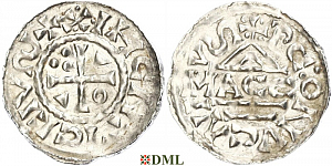 Денарий, Германия, Бавария, Heinrich II (1002-1024), м.д. Regensburg, монетарий MΛCCO, Hahn 1976, 27f1