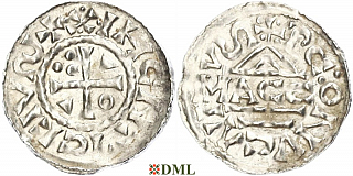 Денарий, Германия, Бавария, Heinrich II (1002-1024), м.д. Regensburg, монетарий MΛCCO, Hahn 1976, 27f1