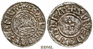 Денарий, Англия, Æthelred II (978-1016), м.д. Gloucester, монетарий Sired, North 777