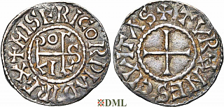 Денарий, Каролинги, Louis II le Bègue (877-879) ou Louis III (879-882), м.д. Tours