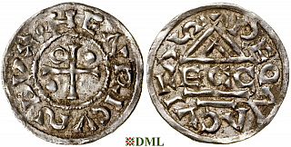 Денарий, Германия, Бавария, Heinrich II (985-995), м.д. Regensburg, монетарий ECCO, Hahn 1976, 22b2.2