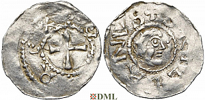 Денарий, Германия, Франкония, Otto III (983-1002), м.д. Wurzburg, Dbg. 855