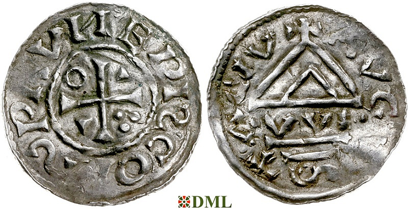Денарий, Германия, Швабия, Bruno (1006-1029), м.д. Augsburg, монетарий •WI, Hahn 1976, 142a1