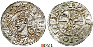 Денарий, Англия, Knut (1016-1035), м.д. Canterbury, монетарий Windræd, North 787