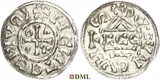 Денарий, Германия, Бавария, Heinrich II (1002-1024), м.д. Regensburg, монетарий ECCO, Hahn 1976, 27c2