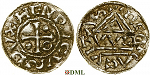 Денарий, Германия, Бавария, Heinrich II (955-995), м.д. Regensburg, монетарий WLD, Hahn 1976, 22h2