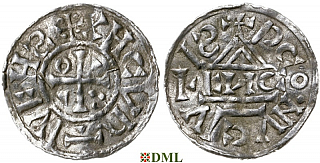Денарий, Германия, Бавария, Heinrich II (1002-1024), м.д. Regensburg, монетарий ENCO, Hahn 1976, 27d9