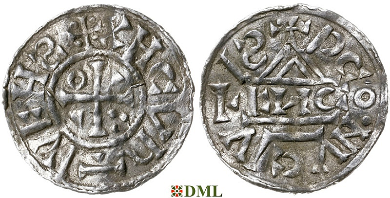 Денарий, Германия, Бавария, Heinrich II (1002-1024), м.д. Regensburg, монетарий ENCO, Hahn 1976, 27d9