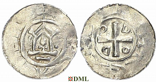 Денарий, Германия, Саксония, Otto III (983-1002), м.д. Goslar, type OAP