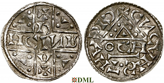 Денарий, Германия, Бавария, Heinrich V (1018-1026), м.д. Regensburg, монетарий OCH, Hahn 1976, 31f1
