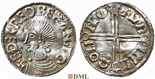 Денарий, Англия, Æthelred II (978-1016), м.д. Lincoln, монетарий Grim, North 774