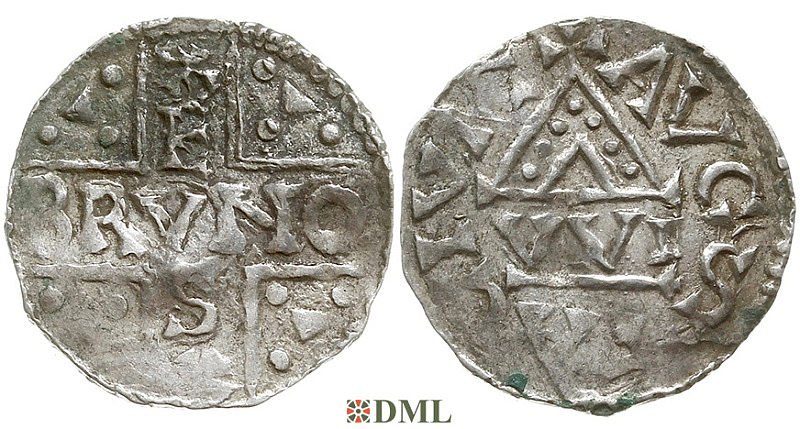 Денарий, Германия, Швабия, Bruno (1006-1029), м.д. Augsburg, монетарий WI, Hahn 1976, 147a1