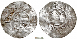 Денарий, Германия, Саксония, Нижняя Саксония, Otto III (983-1002), м.д. Goslar, type OAP