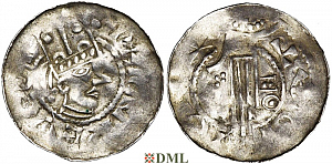 Денарий, Германия, Швабия, Heinrich II (1002-1024), м.д. Esslingen, Dbg. 951