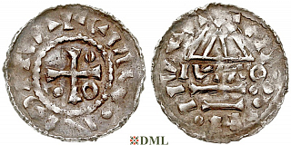 Денарий, Германия, Бавария, Hg. Heinrich II (985-995), м.д. Regensburg, монетарий MAO, Hahn 1976, 22f1