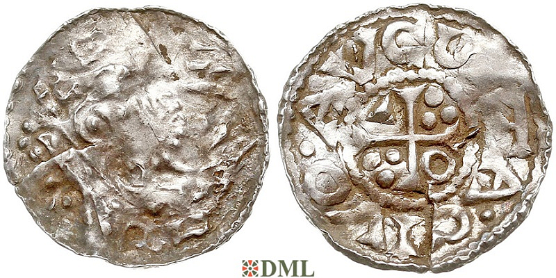 Денарий, Германия, Швабия, Heinrich II (1002-1024), м.д. Augsburg, Hahn 1976, 145.10