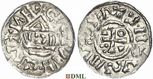Денарий, Германия, Бавария, Heinrich II (1002-1024), м.д. Nabburg, монетарий IICIV, Hahn 1976, 74a1