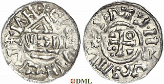 Денарий, Германия, Бавария, Heinrich II (1002-1024), м.д. Nabburg, монетарий IICIV, Hahn 1976, 74a1