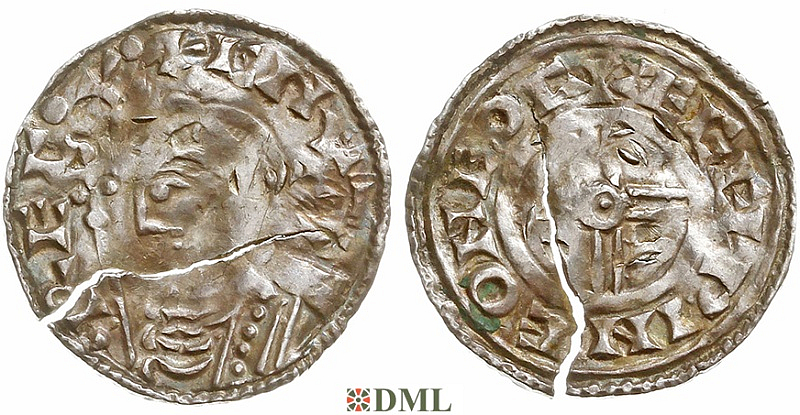 Денарий, Англия, Knut (1016-1035), м.д. Thetford, монетарий Elfwine, North 790