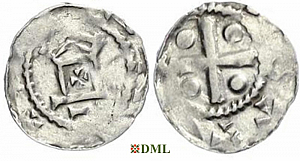 Денарий, Германия, Франкония, Otto III (983–1002), м.д. Mainz, Dbg. 778/779