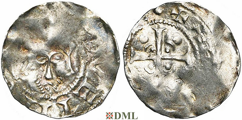 Денарий, Германия, Нижняя Лотарингия, Heinrich III (1036-1056) или Heinrich IV (1056-1106), м.д. Tiel, Ilisch 2000, 9.3