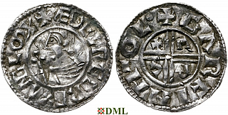 Денарий, Англия, Æthelred II (978-1016), м.д. Lincoln, монетарий Garfin, North 770