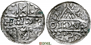 Денарий, Германия, Бавария, Heinrich V (1018-1026), м.д. Regensburg, монетарий CNCIO, Hahn 1976, 31e3.1