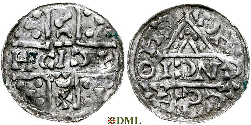 Денарий, Германия, Бавария, Heinrich V (1018-1026), м.д. Regensburg, монетарий CNCIO, Hahn 1976, 31e3.1