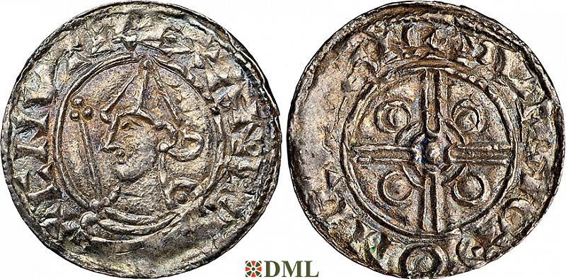 Денарий, Англия, Cnut  (1016-1035), м.д. Romney, монетарий Wulnoth, North 787