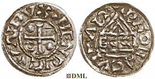 Денарий, Германия, Бавария, Heinrich II (985-995), м.д. Regensburg, монетарий ECCIO, Hahn 1976, 22b1