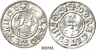 Денарий, Англия, Æthelred II (978-1016), м.д. Lincoln, монетарий Dorecetel, North 777