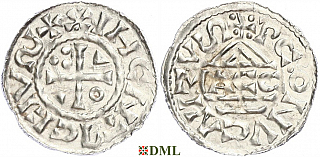 Денарий, Германия, Бавария, Heinrich II (1002-1024), м.д. Regensburg, монетарий MΛCCO, Hahn 1976, 27f1