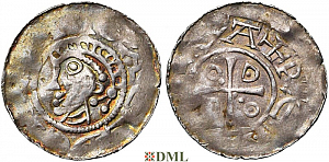 Денарий, Германия, Саксония, Otto III (983-1002), м.д. Goslar, Dbg. 1164
