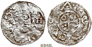 Денарий, Германия, Швабия, Heinrich II (1002-1024), м.д. Augsburg, Hahn 1976, 145.65