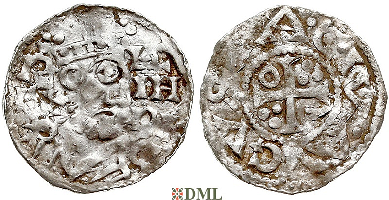 Денарий, Германия, Швабия, Heinrich II (1002-1024), м.д. Augsburg, Hahn 1976, 145.65
