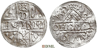 Денарий, Германия, Бавария, Heinrich V (1018-1026), м.д. Regensburg, монетарий CCCHO, Hahn 1976, 31d8