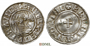 Денарий, Англия, Æthelred II (978-1016), м.д. Lincoln, монетарий Bruntat, North 777