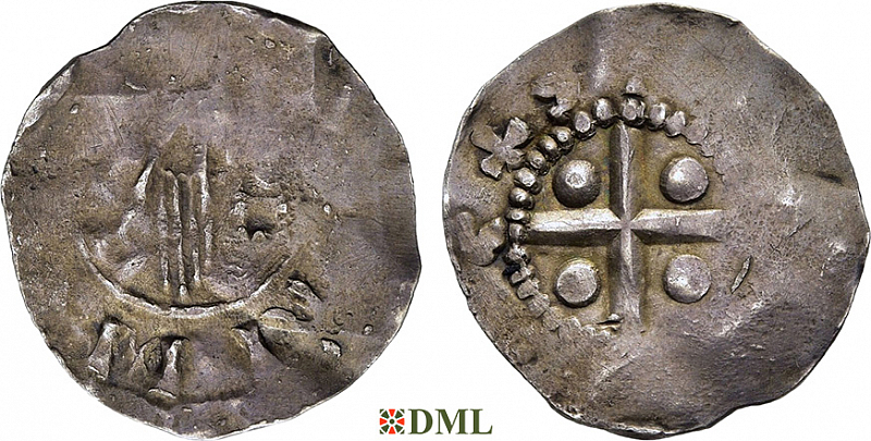 Денарий, Германия, Нижняя Лотарингия, Heinrich II (1002-1024), м.д. Deventer, Ilisch 2000, 1.8