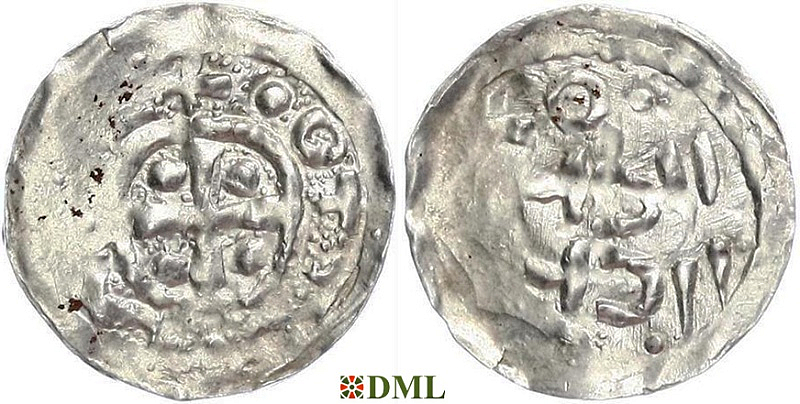 Денарий, Германия, Швабия, Otto I - Otto III (973-1002), м.д. Esslingen, Dbg. 1271